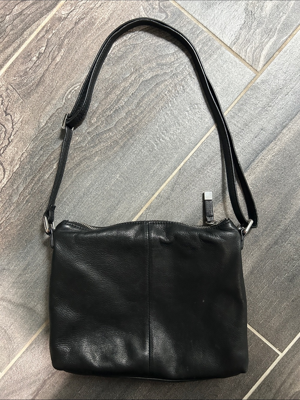 Margot Black Leather Shoulder Bag
